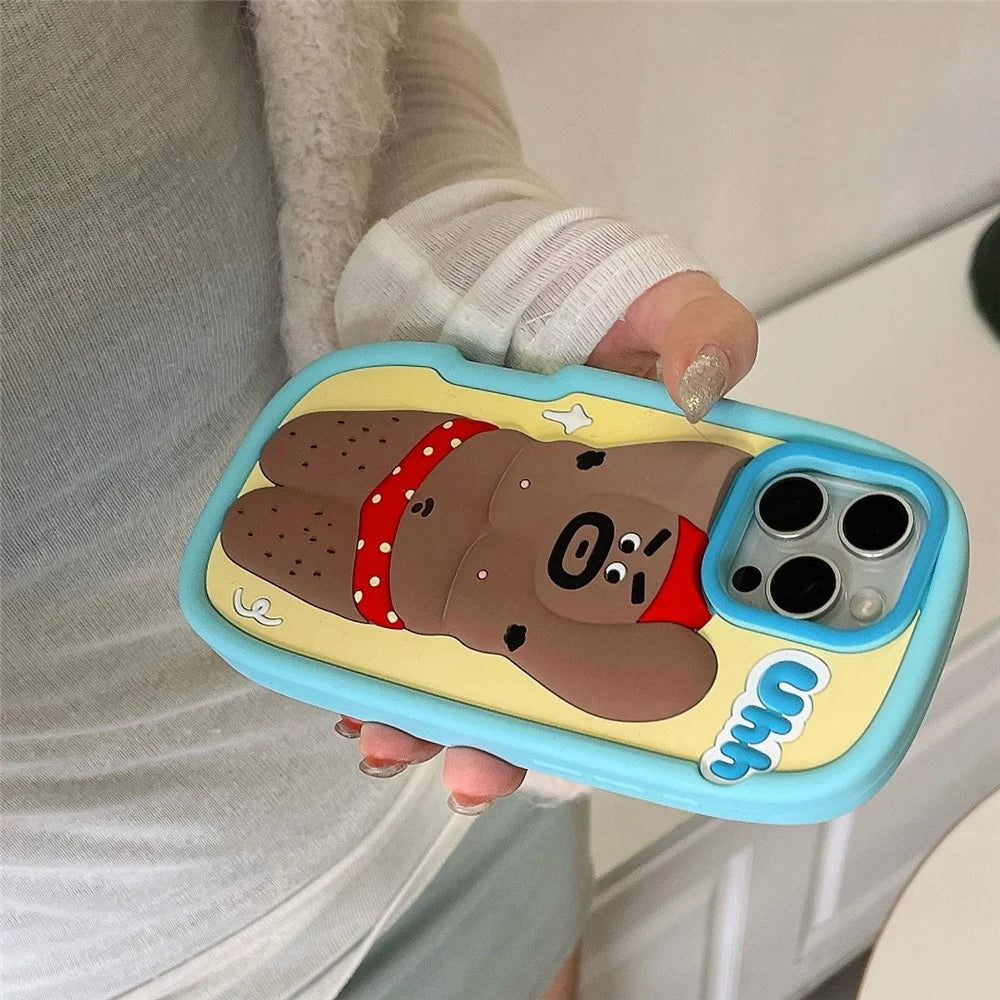 For iPhone 16 Pro Max Silicone Case Cute Hairy Leg Strongman Design Shockproof Phone Back Cover - 4