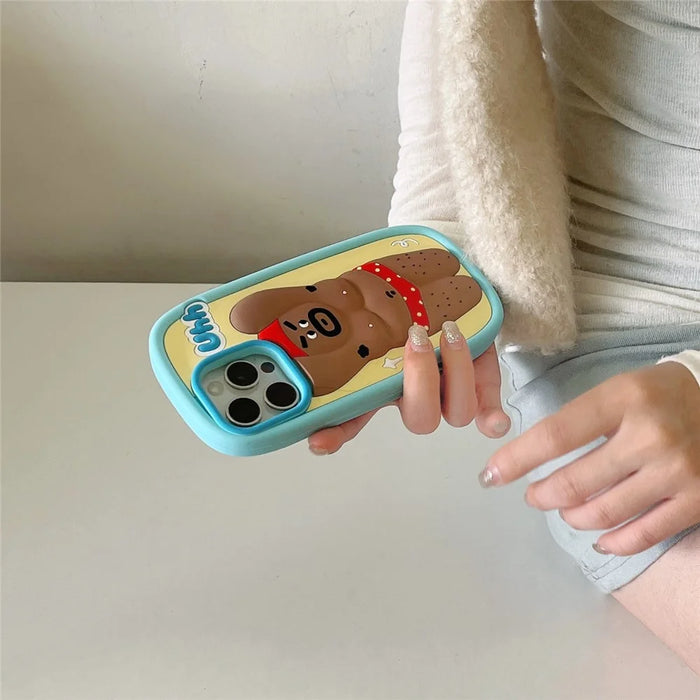 For iPhone 16 Pro Silicone Case Cute Hairy Leg Strongman Design Shockproof Phone Back Cover - 5