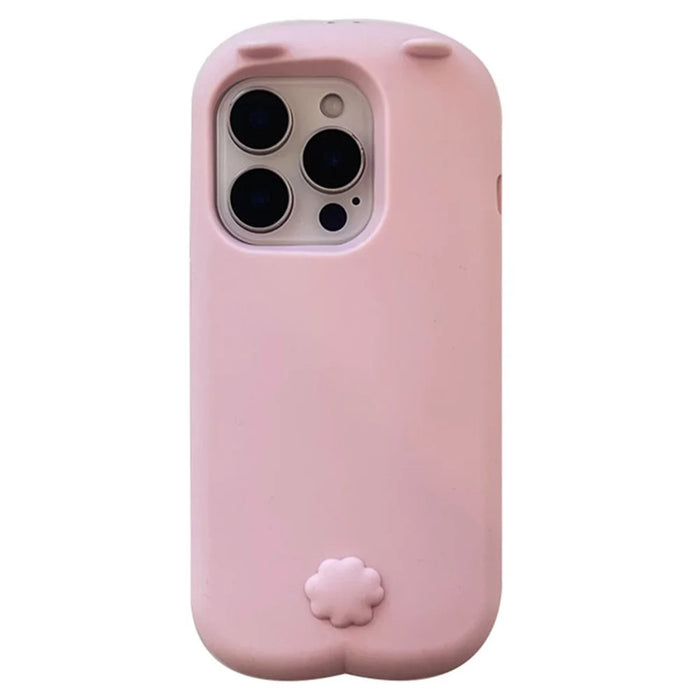 For iPhone 16 Pro Silicone Case Cute Sleeping Rabbit Design Shockproof Phone Back Cover - 1