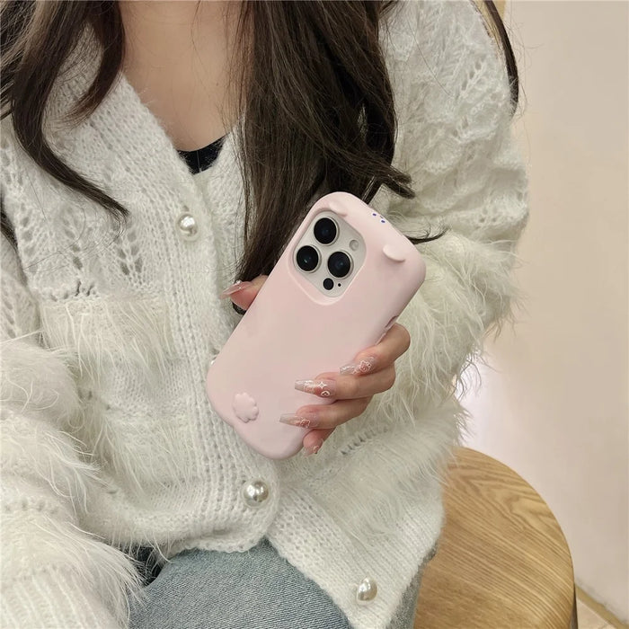 For iPhone 16 Pro Silicone Case Cute Sleeping Rabbit Design Shockproof Phone Back Cover - 2