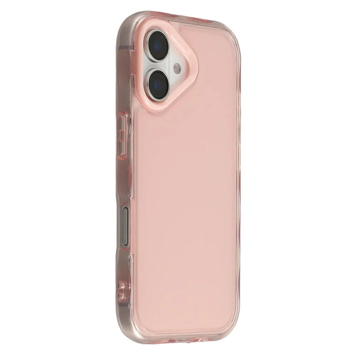 For iPhone 16 Plus Case Inner Wave Pattern TPU + Acrylic Phone Cover - Pink - 1