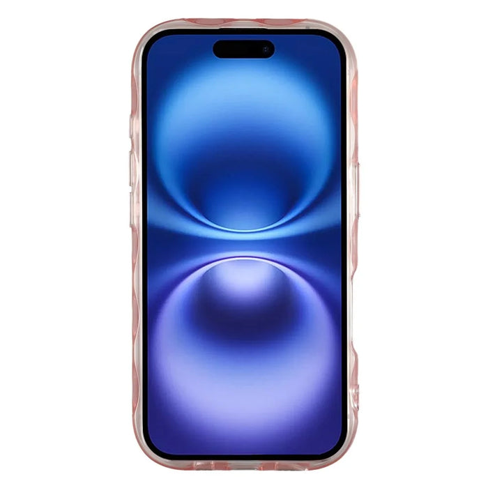 For iPhone 16 Plus Case Inner Wave Pattern TPU + Acrylic Phone Cover - Pink - 2
