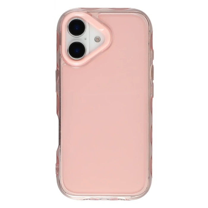For iPhone 16 Plus Case Inner Wave Pattern TPU + Acrylic Phone Cover - Pink - 3