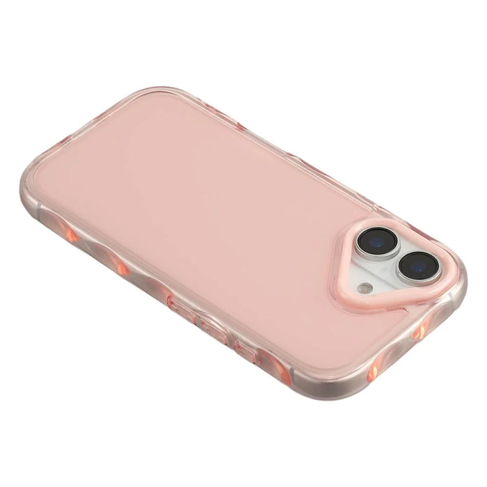 For iPhone 16 Plus Case Inner Wave Pattern TPU + Acrylic Phone Cover - Pink - 5