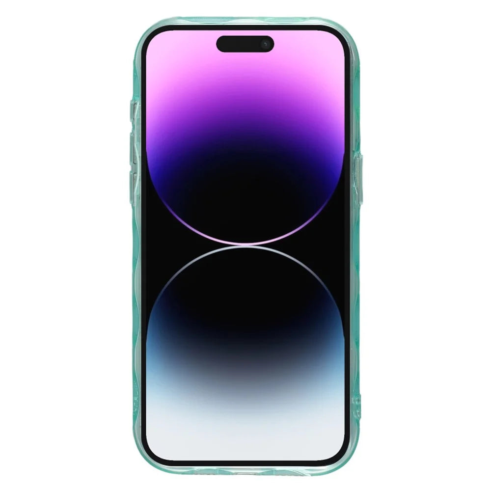 For iPhone 14 Pro Case Inner Wave Pattern TPU + Acrylic Phone Cover - Green - 2