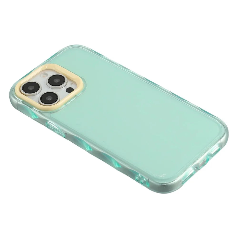 For iPhone 14 Pro Case Inner Wave Pattern TPU + Acrylic Phone Cover - Green - 5