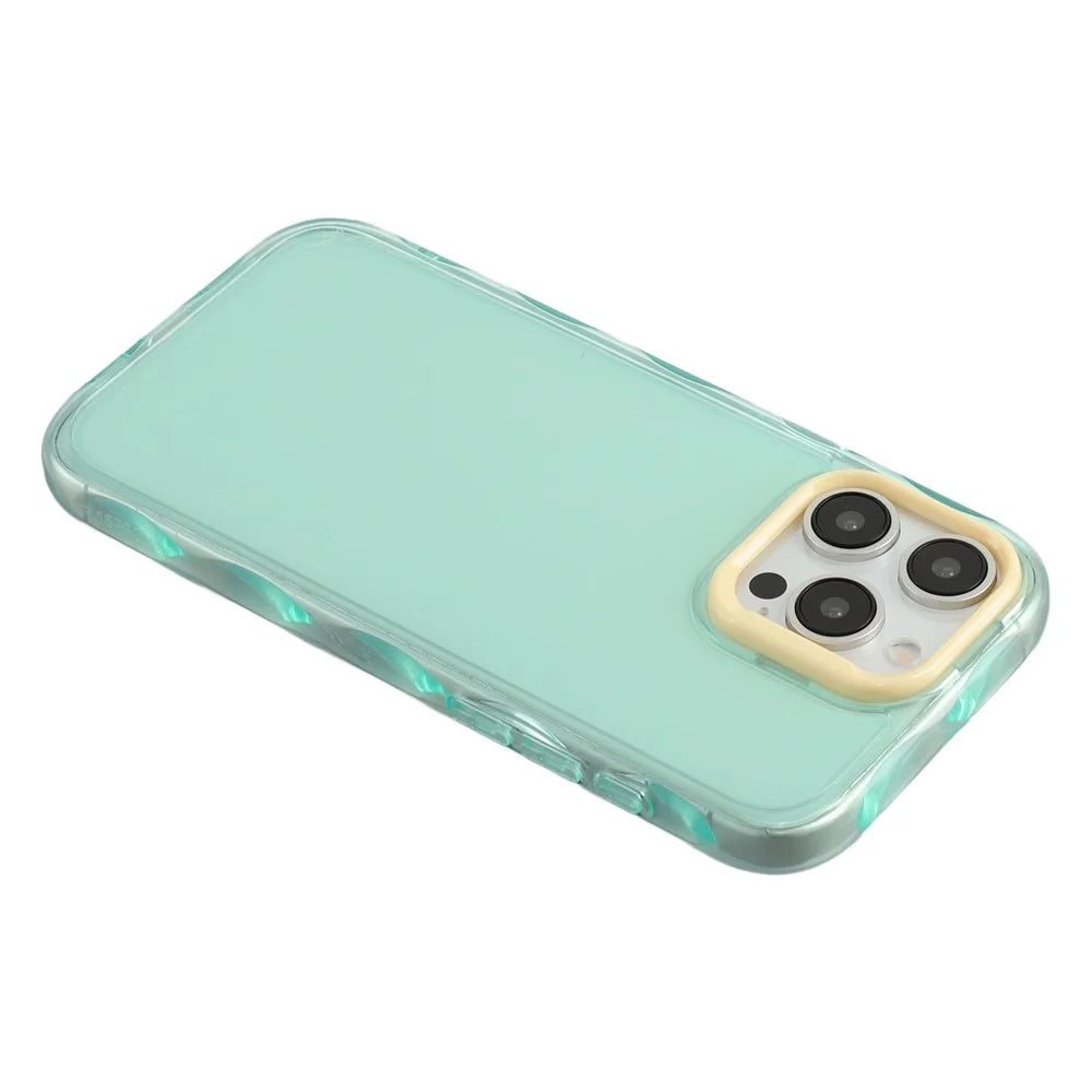 For iPhone 14 Pro Case Inner Wave Pattern TPU + Acrylic Phone Cover - Green - 6