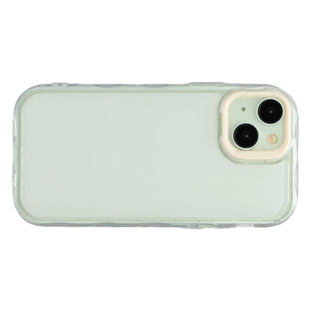 For iPhone 14 Case Inner Wave Pattern TPU + Acrylic Phone Cover - Beige - 3