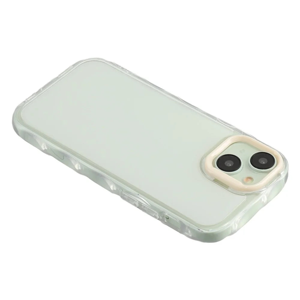 For iPhone 13 Case Inner Wave Pattern TPU + Acrylic Phone Cover - Beige - 5
