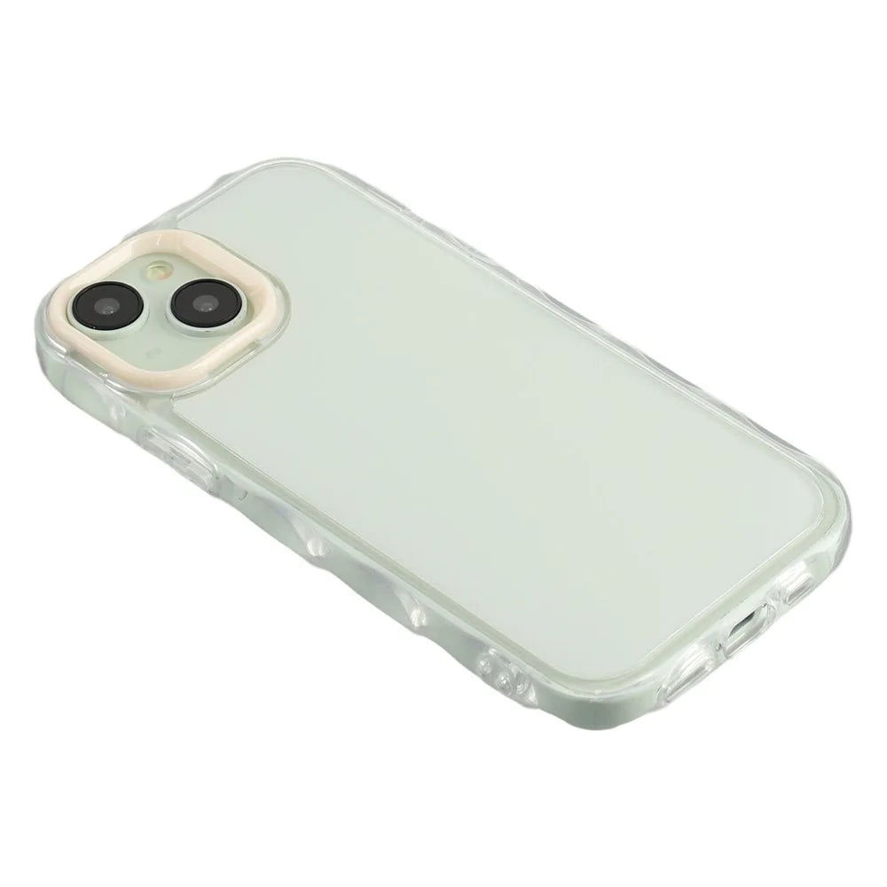 For iPhone 13 Case Inner Wave Pattern TPU + Acrylic Phone Cover - Beige - 6