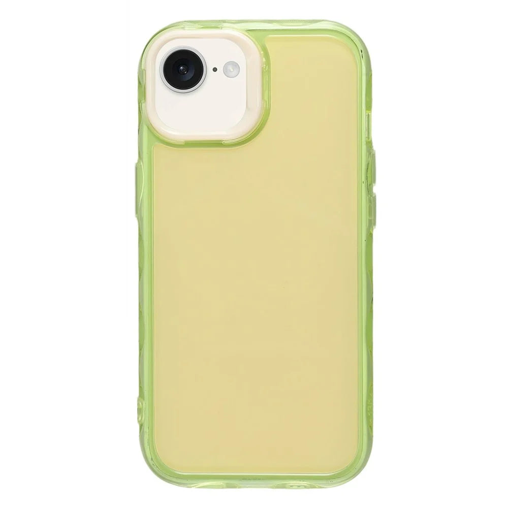 For iPhone 17e / 16e Case Inner Wave Pattern TPU + Acrylic Phone Cover - Yellow - 3