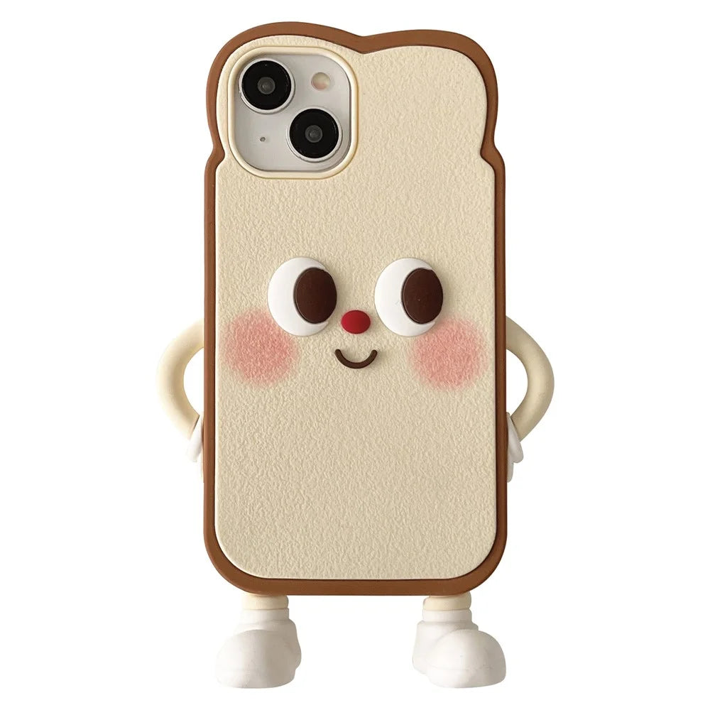 For iPhone 15 Silicone Case Cute Design Shockproof Phone Back Cover - Light Toast - 1