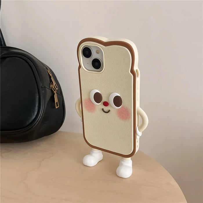 For iPhone 15 Silicone Case Cute Design Shockproof Phone Back Cover - Light Toast - 5