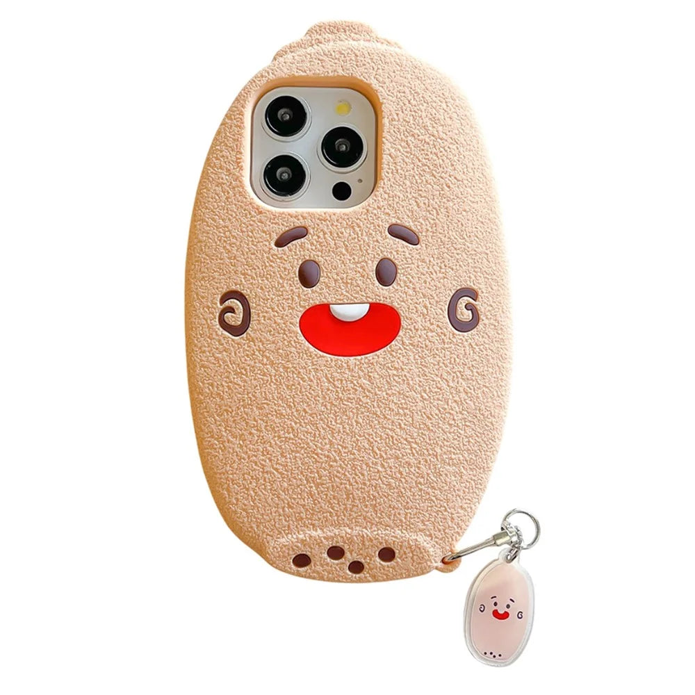 For iPhone 16 Pro Silicone Case Cute Lotus Root Design Shockproof Phone Back Cover with Charm - 1