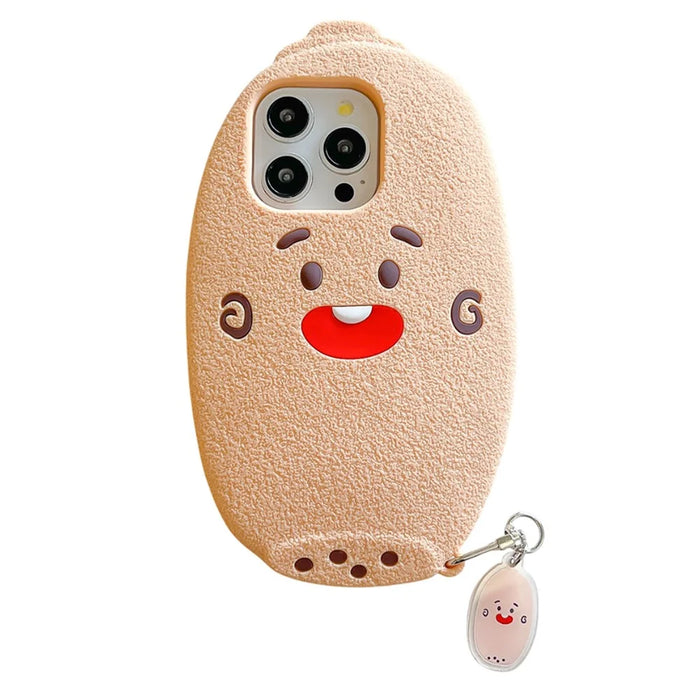For iPhone 16 Pro Silicone Case Cute Lotus Root Design Shockproof Phone Back Cover with Charm - 1