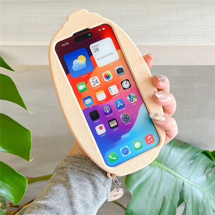For iPhone 16 Pro Silicone Case Cute Lotus Root Design Shockproof Phone Back Cover with Charm - 5