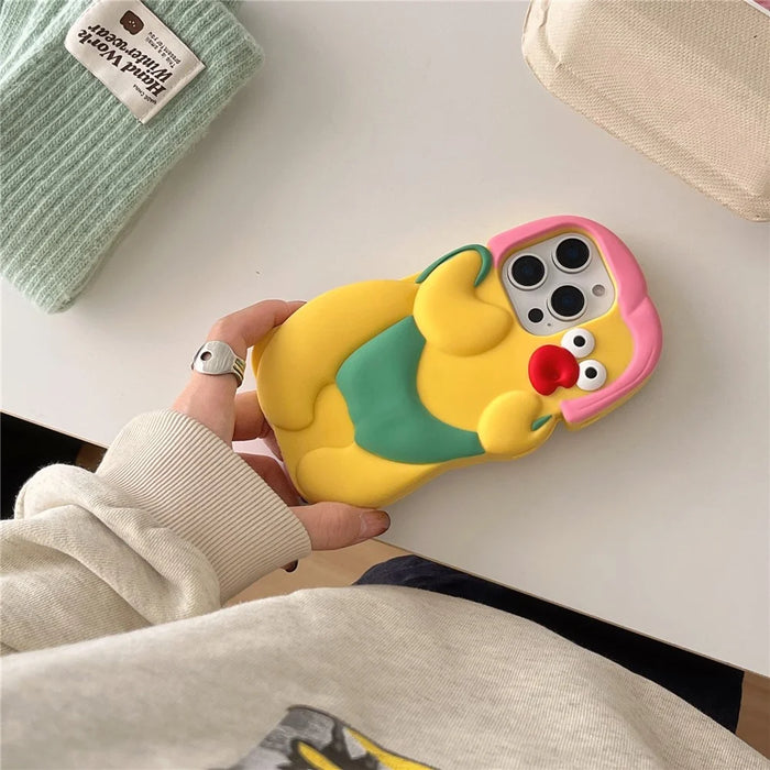 For iPhone 16 Pro Max Silicone Case Cute Chicken Design Shockproof Phone Back Cover - 5