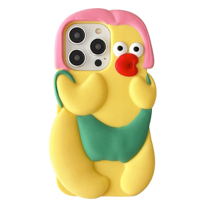 For iPhone 16 Pro Silicone Case Cute Chicken Design Shockproof Phone Back Cover - 1
