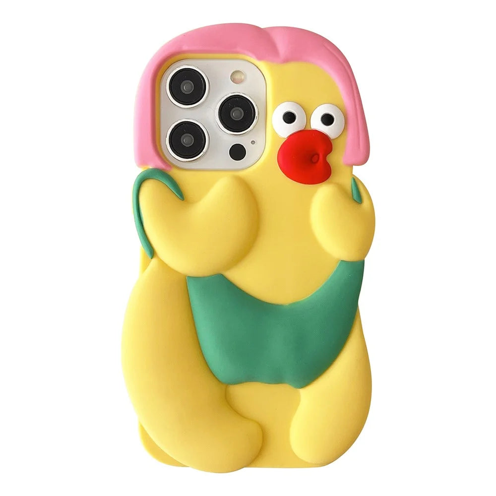 For iPhone 15 Pro Max Silicone Case Cute Chicken Design Shockproof Phone Back Cover - 1