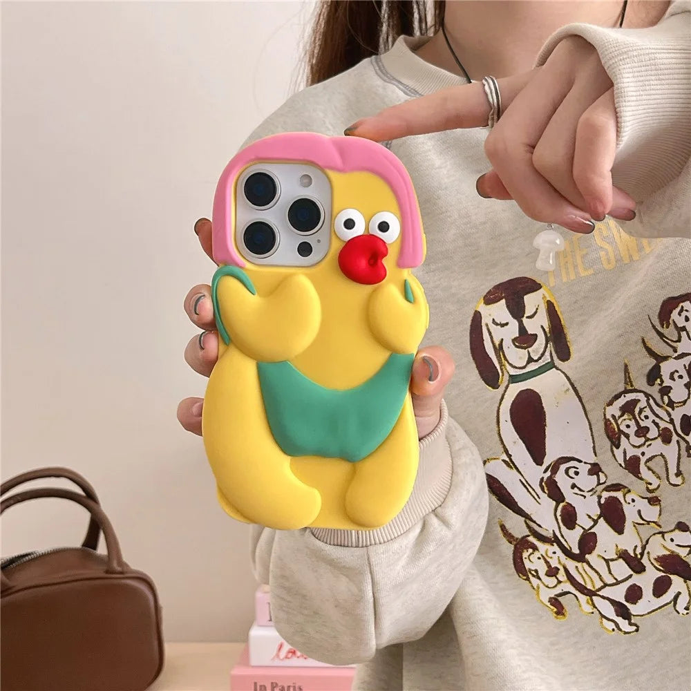 For iPhone 15 Pro Silicone Case Cute Chicken Design Shockproof Phone Back Cover - 4
