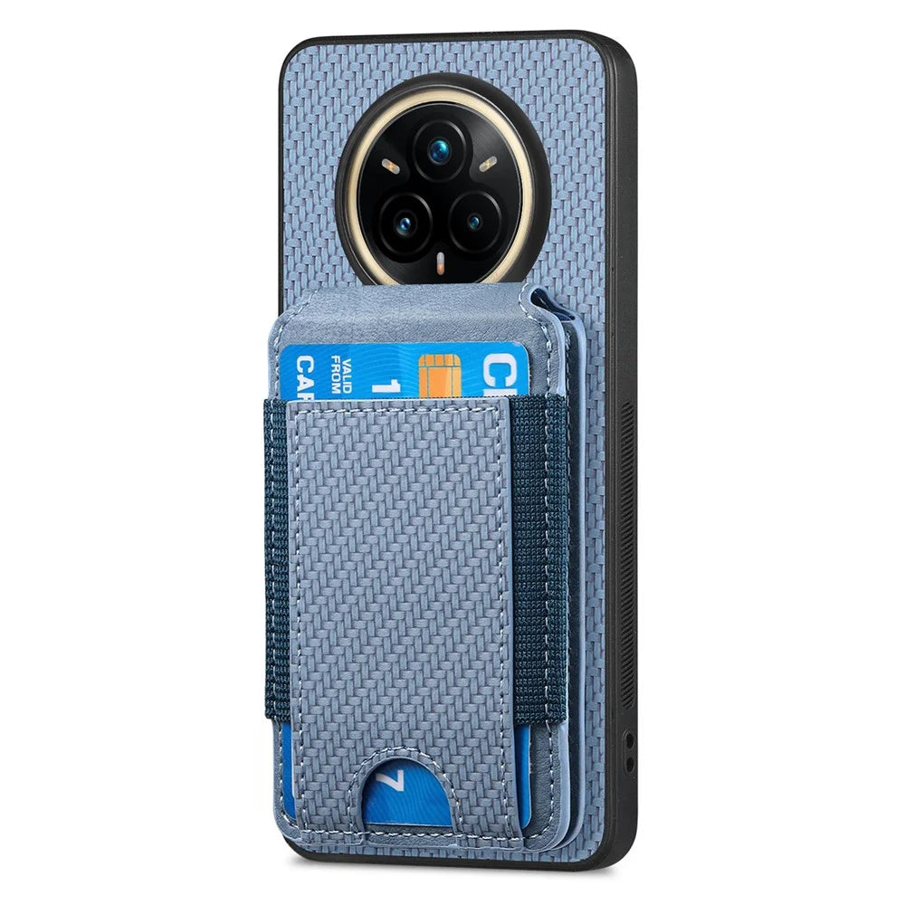For Realme 14 Pro 5G Case with Card Holder Kickstand Leather Back Cover - Blue - 2