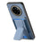 For Realme 14 Pro 5G Case with Card Holder Kickstand Fiber Pattern Leather Back Cover - Blue - 1