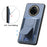 For Realme 14 Pro 5G Case with Card Holder Kickstand Fiber Pattern Leather Back Cover - Blue - 6