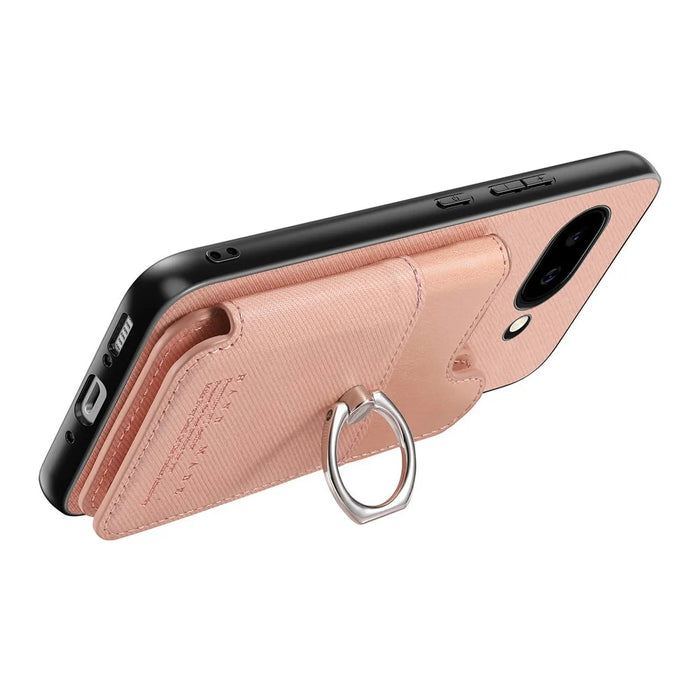 For Google Pixel 9a Case with Card Holder Kickstand Leather + TPU + PC Phone Cover - Pink - 5