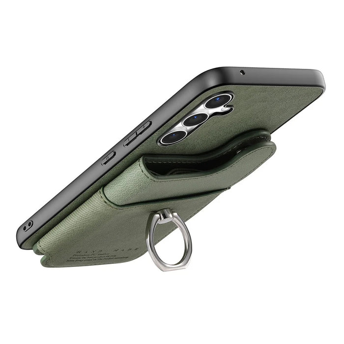 For Samsung Galaxy A36 5G Case with Card Holder Kickstand Leather + TPU + PC Phone Cover - Green - 6