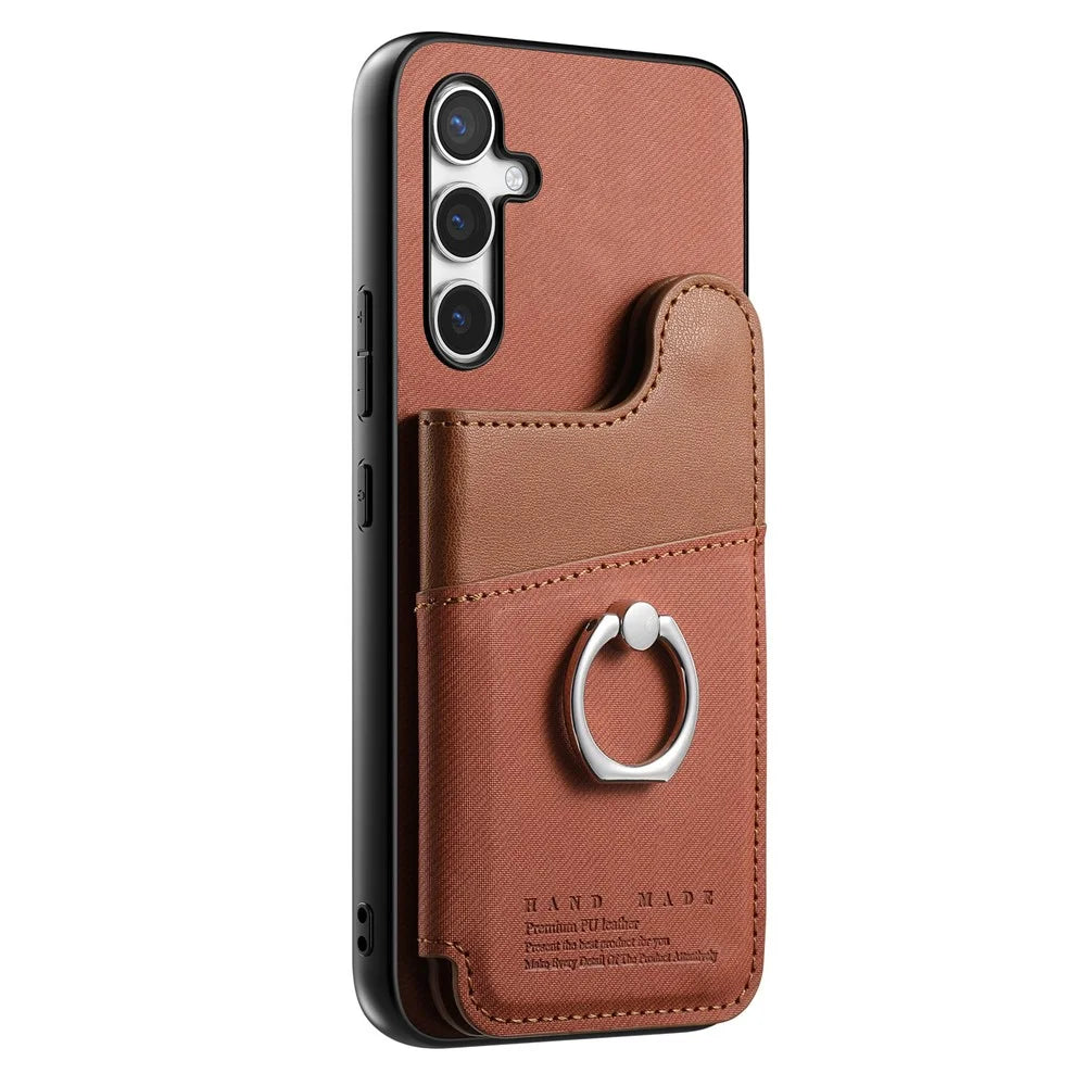 For Samsung Galaxy A26 5G Case with Card Holder Kickstand Leather + TPU + PC Phone Cover - Brown - 3
