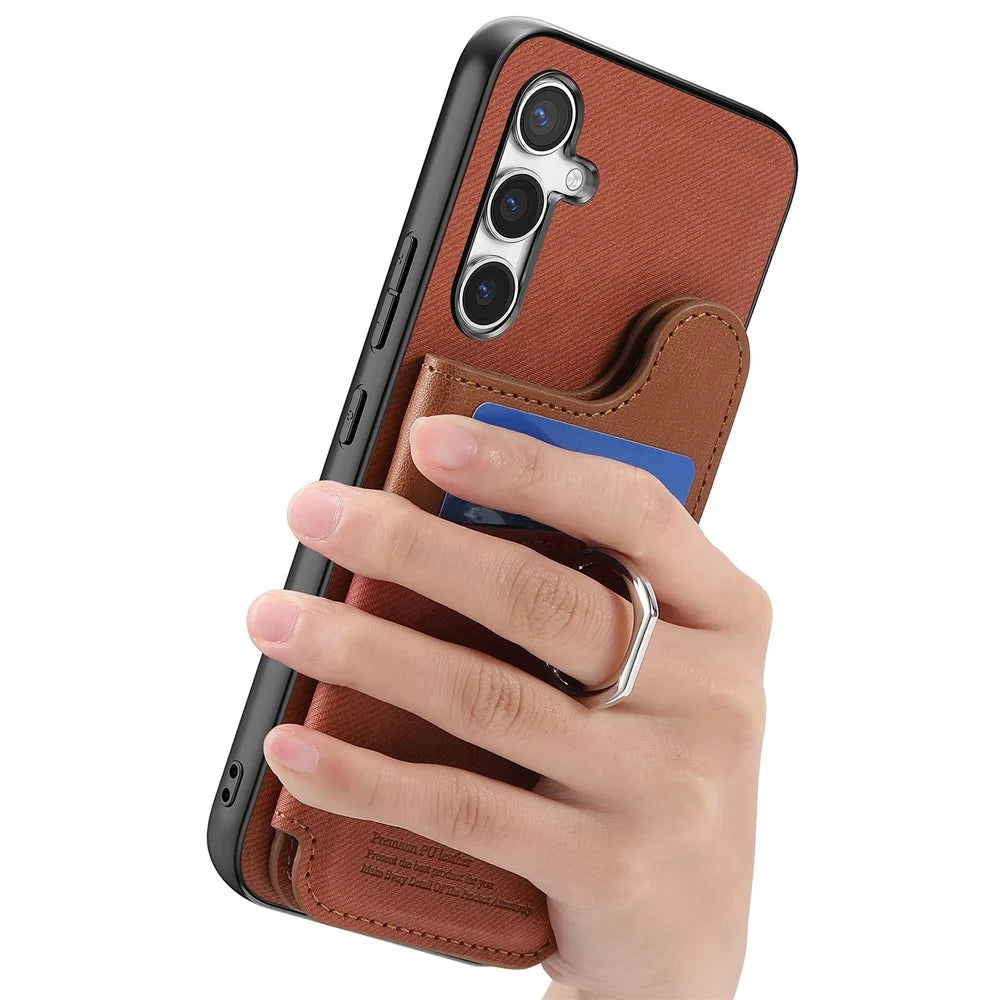 For Samsung Galaxy A26 5G Case with Card Holder Kickstand Leather + TPU + PC Phone Cover - Brown - 7