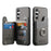 For Samsung Galaxy S25 Case with Card Holder Kickstand Leather + TPU + PC Phone Cover - Grey - 2