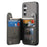 For Samsung Galaxy S25 Case with Card Holder Kickstand Leather + TPU + PC Phone Cover - Grey - 4