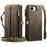 CASEME For iPhone 17e / 16e Case  C39 RFID Blocking Zipper Wallet Stand Leather Cover with Strap - Brown - 2