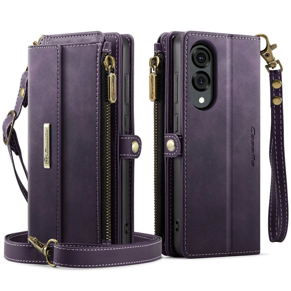 CASEME For Samsung Galaxy S25 Edge Case  C39 RFID Blocking Zipper Wallet Stand Leather Cover with Strap - Purple - 2