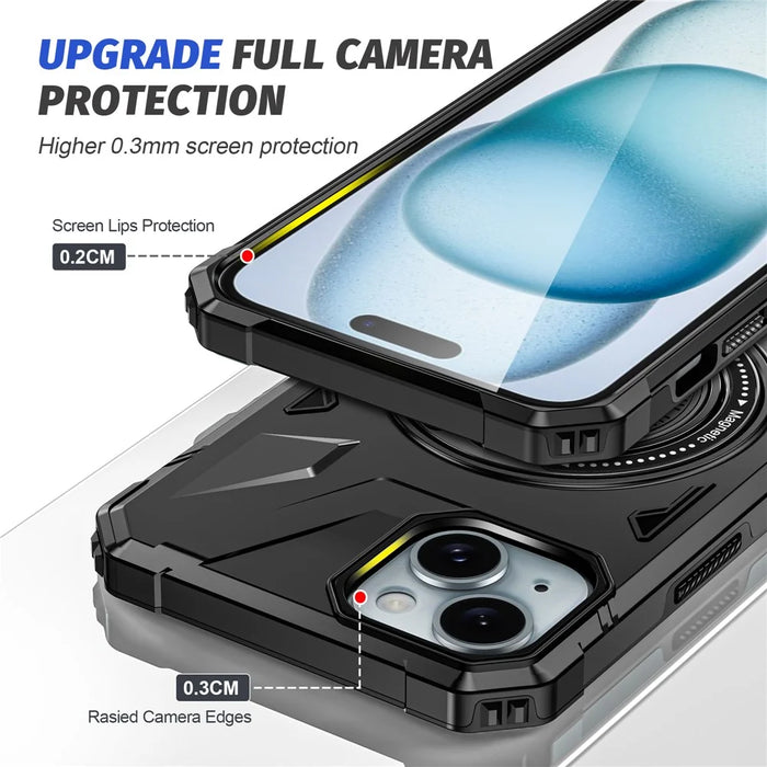 For iPhone 15 Case Compatible with MagSafe Kickstand TPU PC Phone Cover - Black - 6