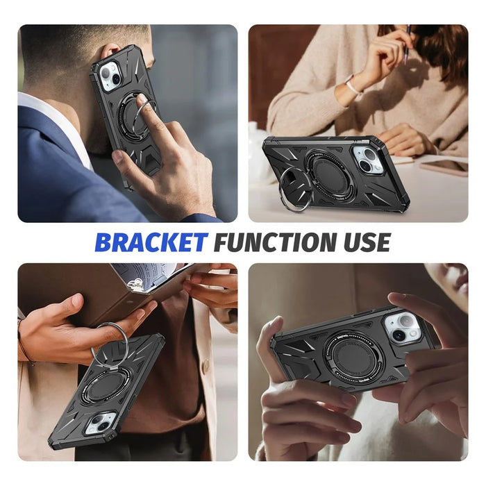 For iPhone 15 Case Compatible with MagSafe Kickstand TPU PC Phone Cover - Black - 7
