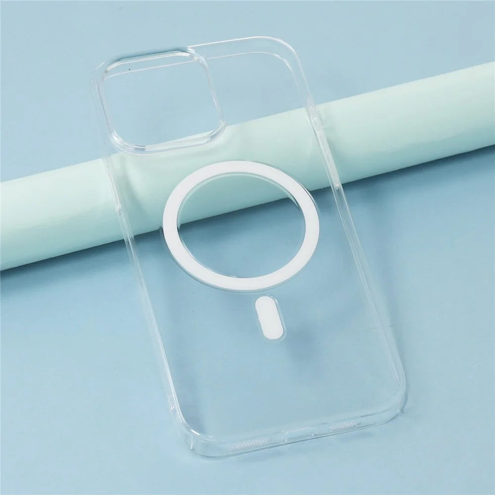 JAUCASE For iPhone 15 Pro Max Crystal Clear Case Compatible with MagSafe Hard PC Phone Back Cover - 5