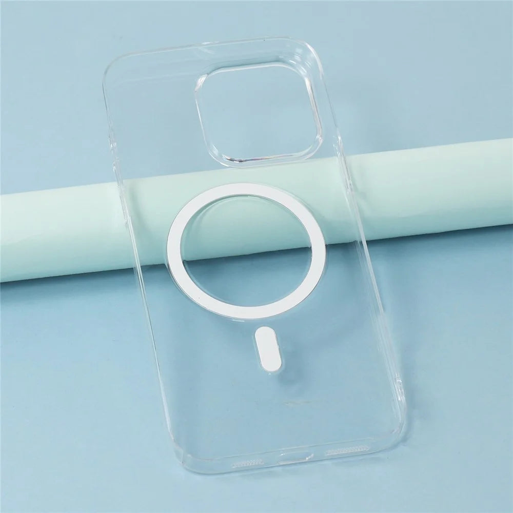 JAUCASE For iPhone 15 Pro Max Crystal Clear Case Compatible with MagSafe Hard PC Phone Back Cover - 6
