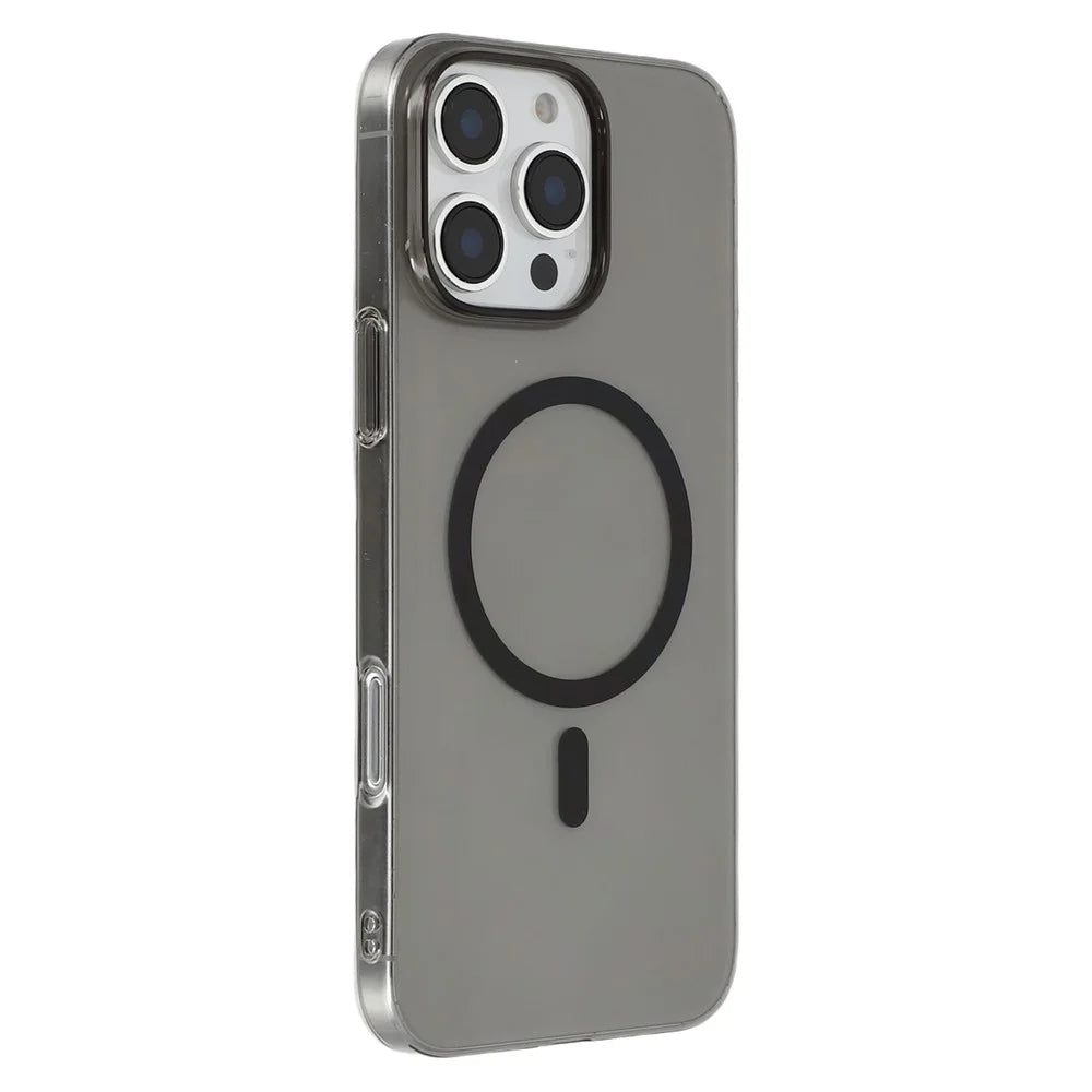JAUCASE For iPhone 16 Pro Magnetic Case Hard PC Clear Back Phone Cover - Transparent Black - 1