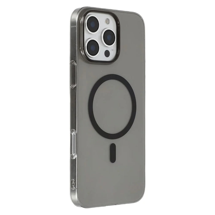 JAUCASE For iPhone 16 Pro Magnetic Case Hard PC Clear Back Phone Cover - Transparent Black - 1