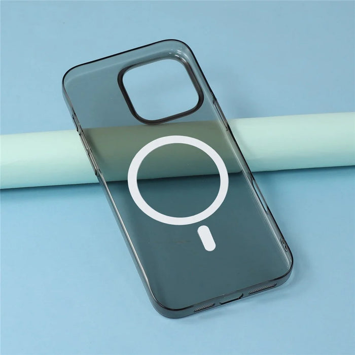 JAUCASE For iPhone 16 Pro Magnetic Case Hard PC Clear Back Phone Cover - Transparent Black - 7
