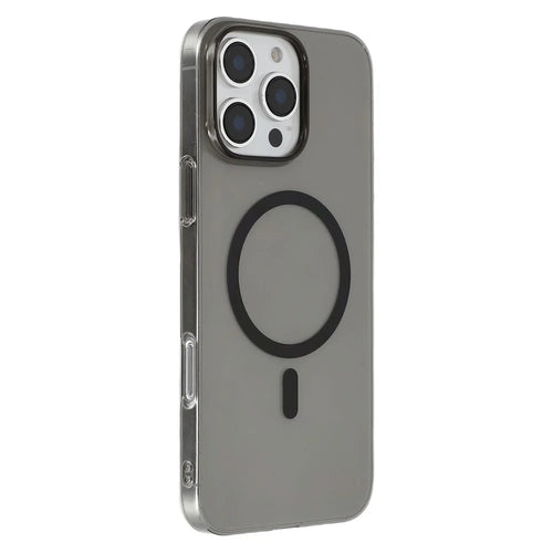 JAUCASE For iPhone 16 Pro Max Magnetic Case Hard PC Clear Back Phone Cover - Transparent Black - 1