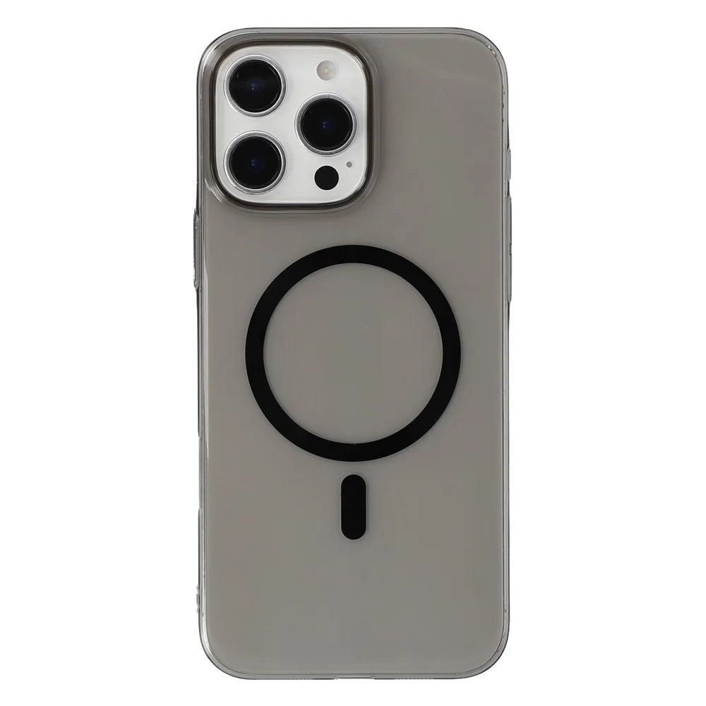 JAUCASE For iPhone 16 Pro Max Magnetic Case Hard PC Clear Back Phone Cover - Transparent Black - 3