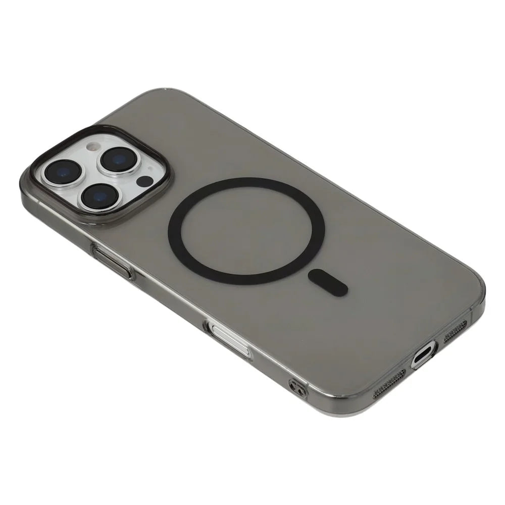 JAUCASE For iPhone 16 Pro Max Magnetic Case Hard PC Clear Back Phone Cover - Transparent Black - 5