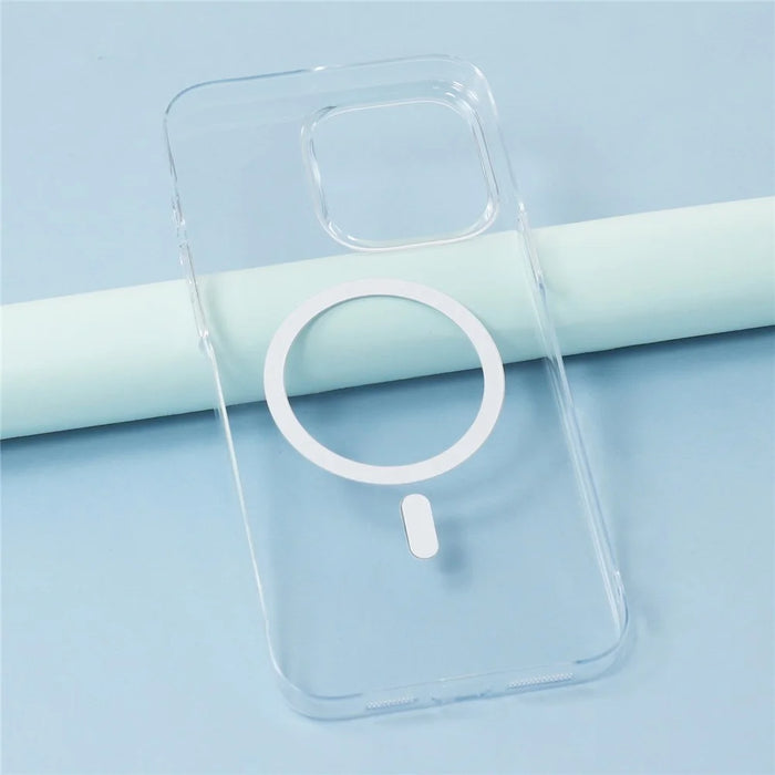 JAUCASE For iPhone 15 Pro Max Magnetic Case Hard PC Clear Back Phone Cover - Transparent - 5
