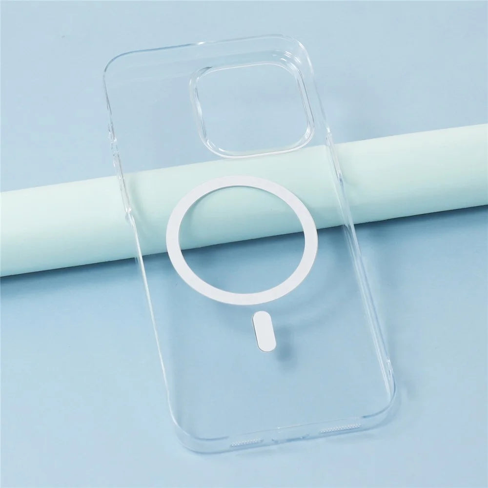 JAUCASE For iPhone 14 Pro Magnetic Case Hard PC Clear Back Phone Cover - Transparent - 5