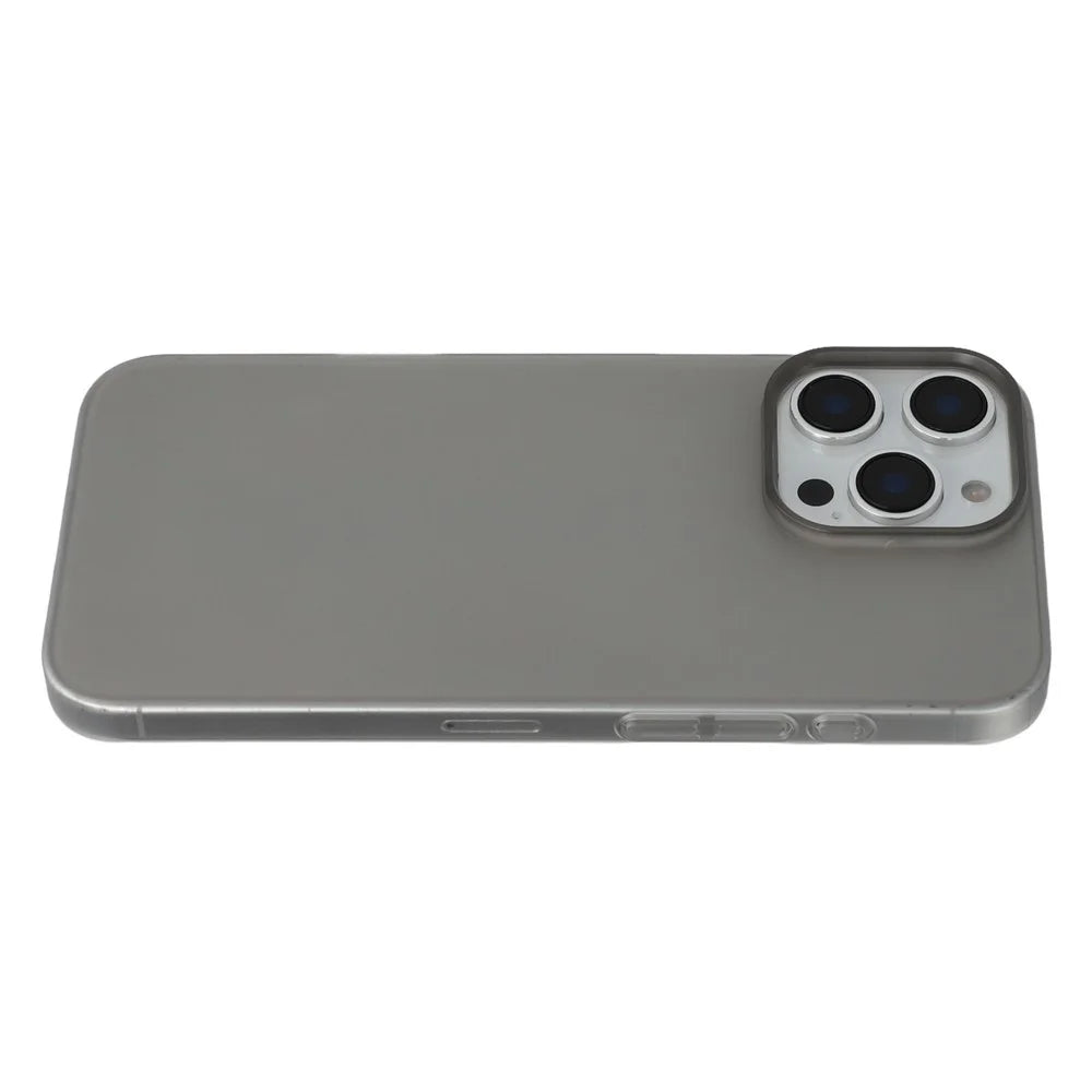 JAUCASE For iPhone 15 Pro Max Case Matte Clear Hard PC Phone Back Cover - Transparent Black - 3
