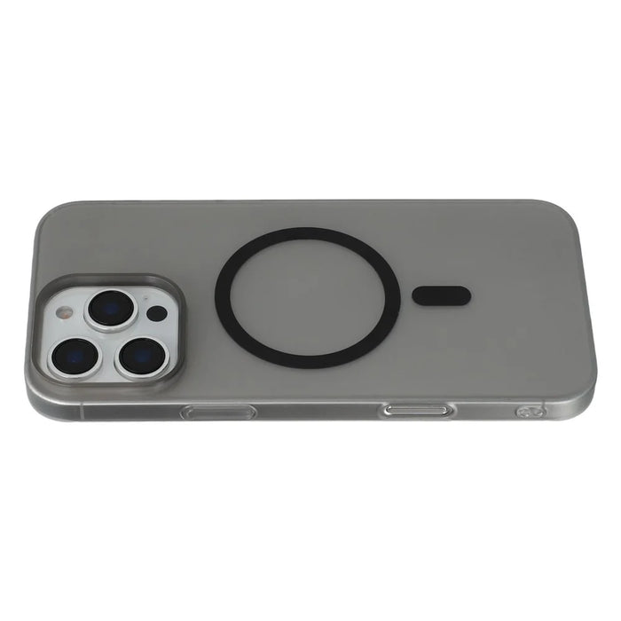 JAUCASE For iPhone 16 Pro Magnetic Case Matte Clear Hard PC Phone Back Cover - Black - 1