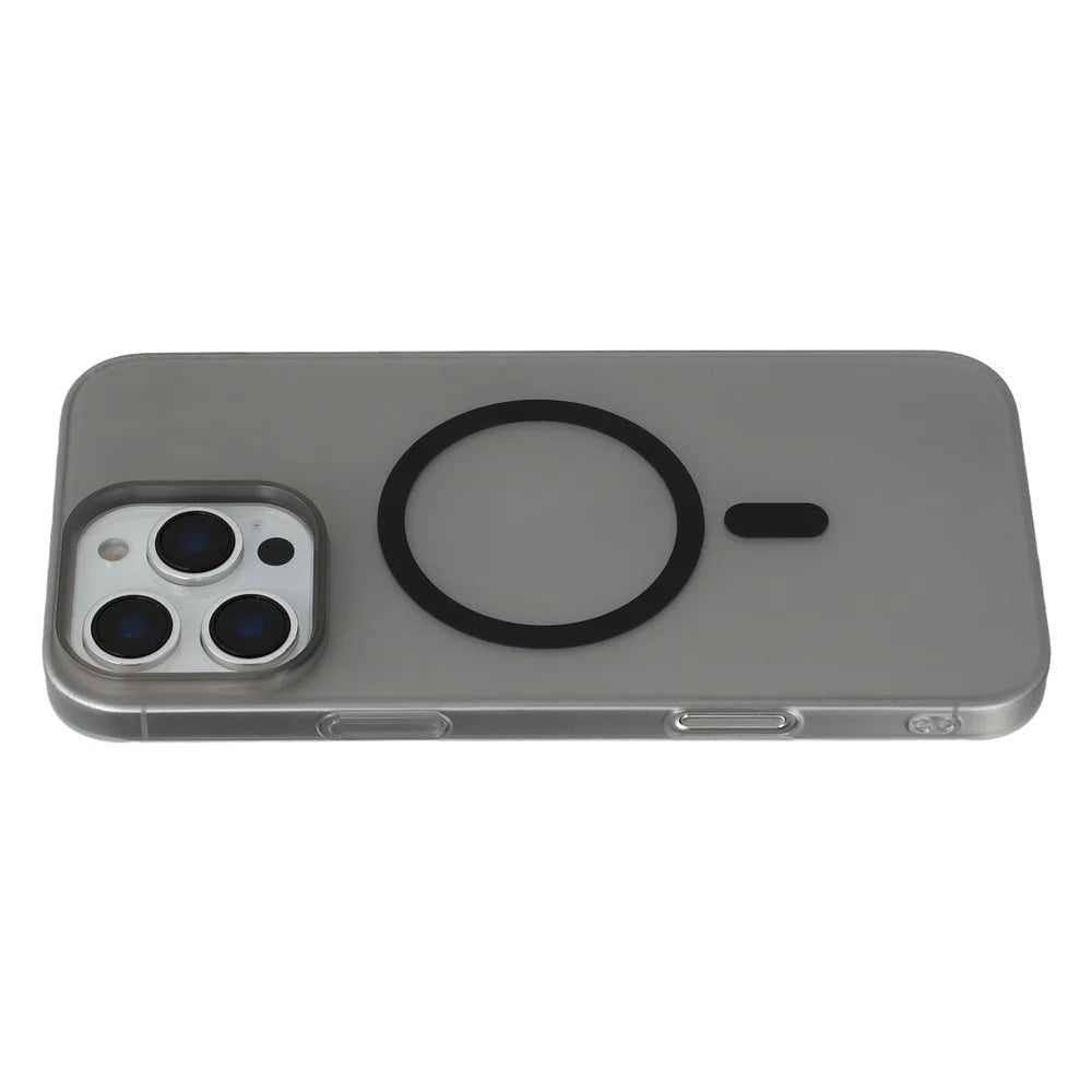 JAUCASE For iPhone 16 Pro Max Magnetic Case Matte Clear Hard PC Phone Back Cover - Black - 1